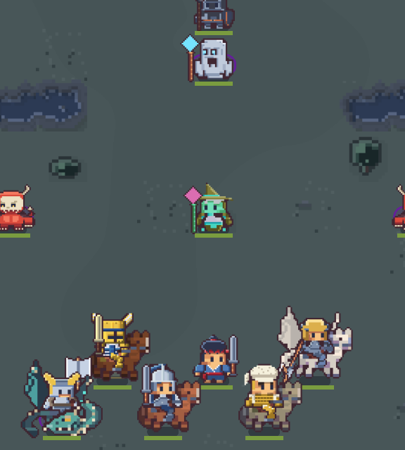 A blighted plain in cold greys and violets, with wraiths and goblins ahead of your party.